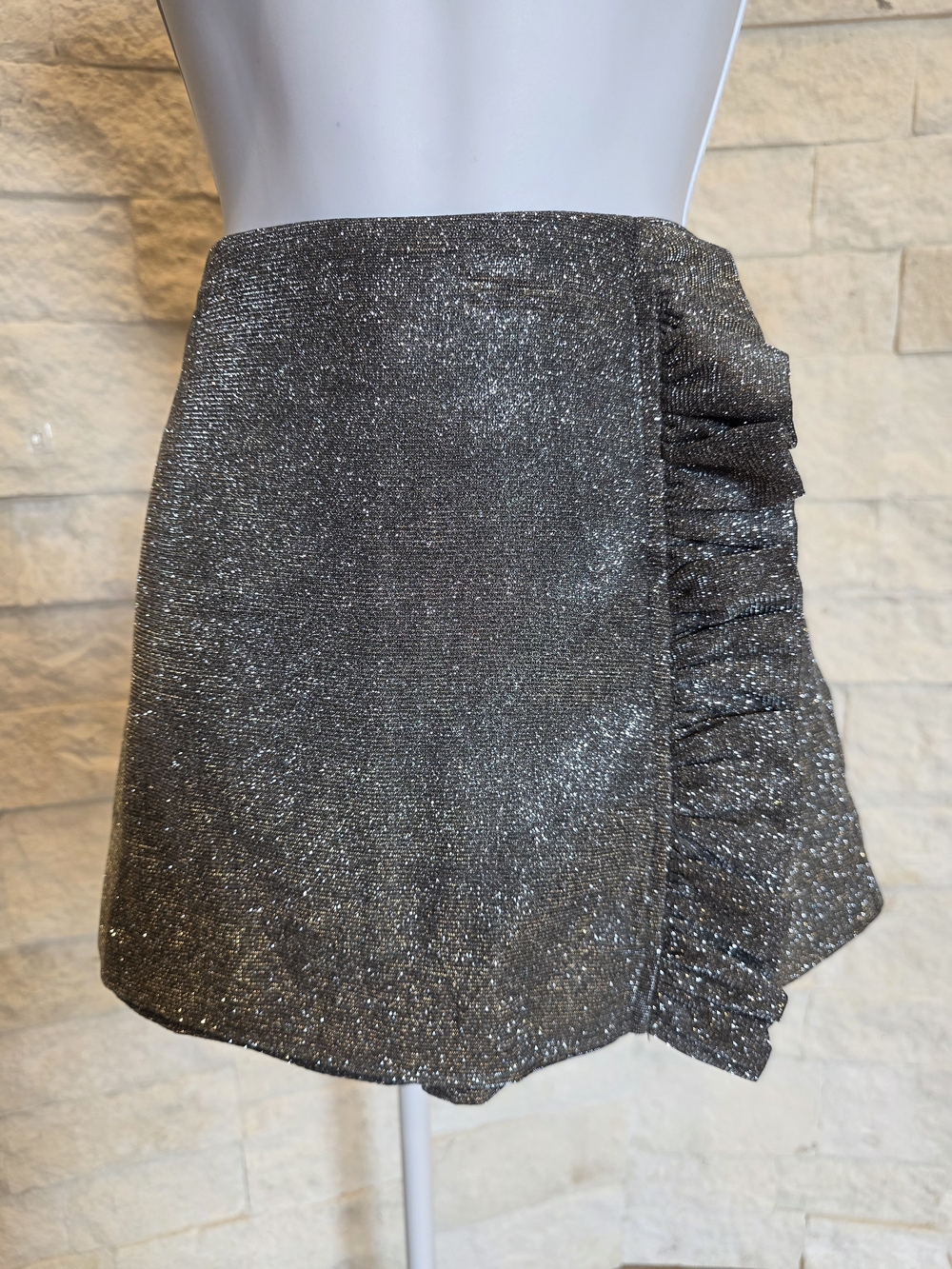 Sparkle Ruffle Mini Skort - Silver